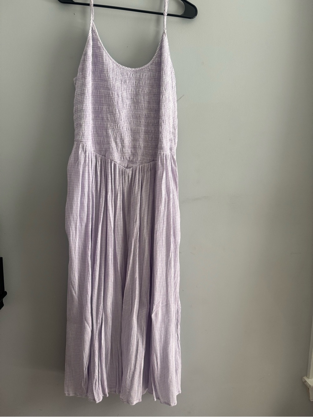 aerie Lavender Smocked Bodice Spaghetti Strap Maxi Dress